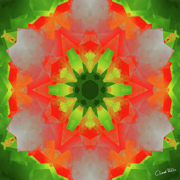 Mandala - Green Grey Red - Art Print