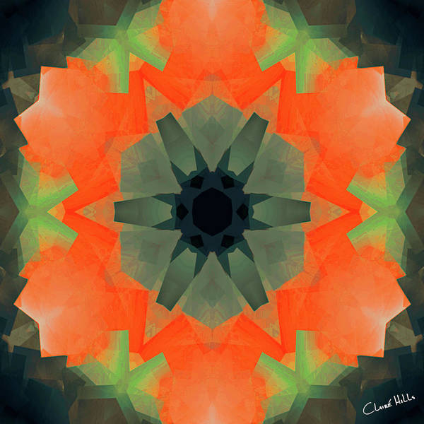 Mandala - Grey Green Orange - Art Print